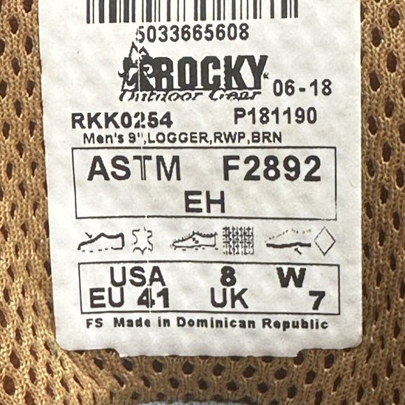 ROCKY Brown Tassle Insulated Waterproof Work Boot Mens Size 8 Wide - Picture 7 of 7